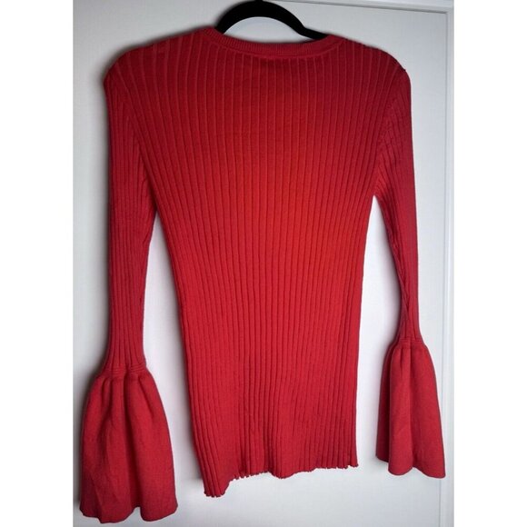 Cabi Knit Bell Sleeve Ribbed Sweater Size Small Valentines Day Cardigan Snap - Picture 7 of 10